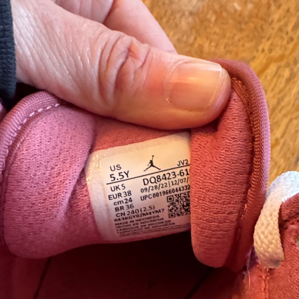 Jordan Kids' Pink and White High-Top Sneakers - Picture 2 of 6